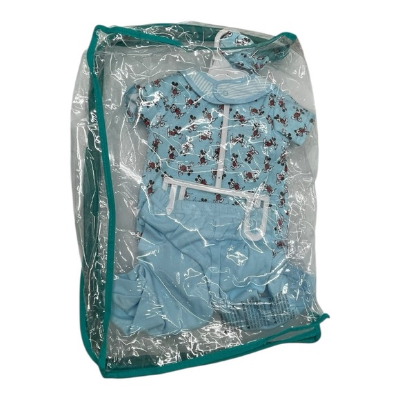 Disney Mickey Mouse Baby Outfit: mittens, onesie, pants  matching bib Size: 6-9m - Picture 4 of 11